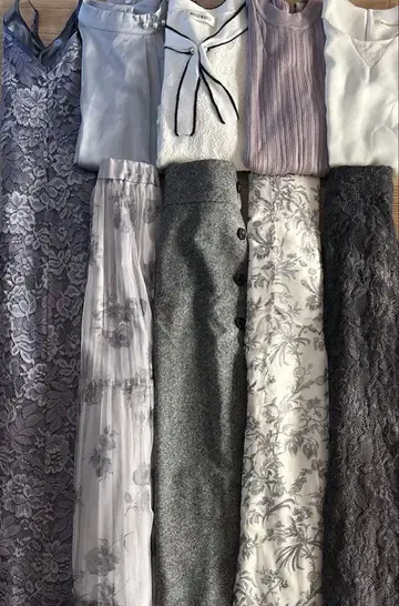 세련된 페미닌 톤 다운 블루 모노톤 외 꽃무늬 레이스 미인백화