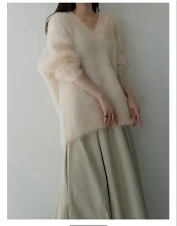 maison celon fuzzy v neck sweater