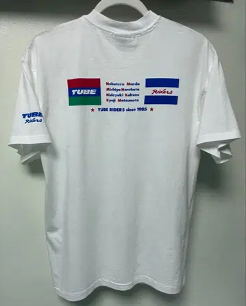 TUBE Riders 화이트 T셔츠 1985년 디자인