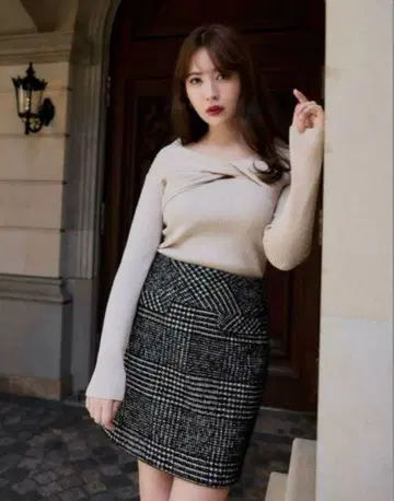 herlipto Hemingway Check Tweed Skirt S