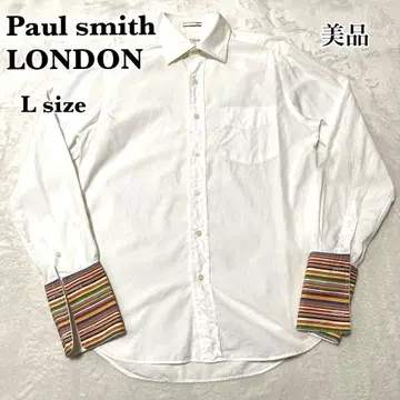 새상품급 폴스미스 긴팔 커프스 셔츠 멀티 스트라이프 일본제 드레스 셔츠