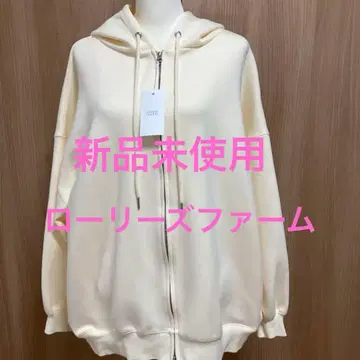 미사용 새상품 LOWRYS FARM 크림색 롱 집업 후드티 F