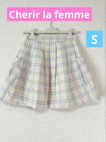 미사용 새상품 Cherir la femme 미니 스커트 S 파스텔 체크