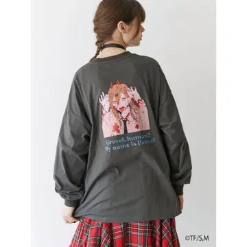 jouetie 체인소 맨 콜라보 롱 T 그레이 파워