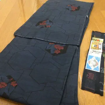 본고장 오시마 명주 7말 홑옷 실 부착 거북이 등껍질 꽃 문양 순수 실크