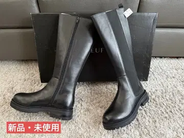 스콧 클럽 NEUF 천연 가죽 롱 부츠 블랙 38 24.5cm 새상품