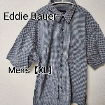 z391 [ Eddie Bauer ] 남성용 반팔 셔츠 (XL) 블루