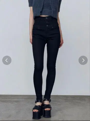 EMODA 블랙 하이웨스트 스키니 데님