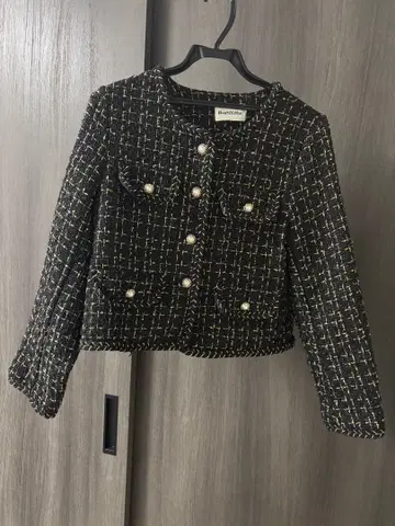 트위드 크롭 자켓 블랙