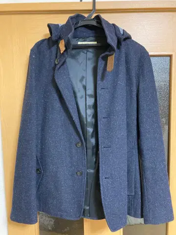 후드 부착 네이비 테일러드 자켓