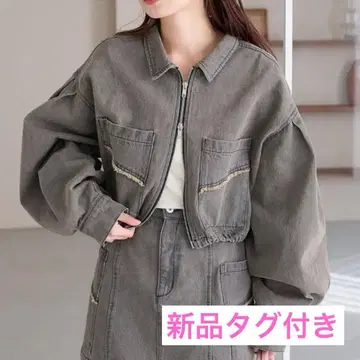 [택 포함 새상품] Kastane 카스타네 데님 더블 ZIP 크롭 자켓