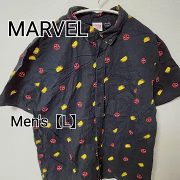 z392 [MARVEL] 데드풀 반팔 셔츠 (남성용 L) 블랙