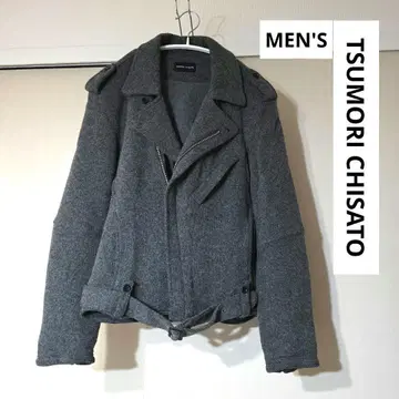 TSUMORI CHISATO 남성용 더블 라이더스 그레이 니트 소재