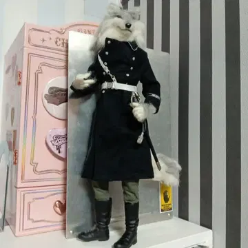 늑대 인형 군복 사벨 봉제 인형 피규어 늑대 약 38cm