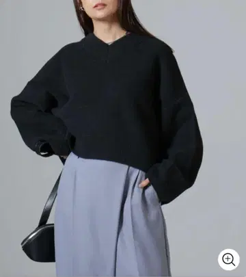 나노 유니버스 울 혼방 압축 니트 와이드 V넥 풀오버