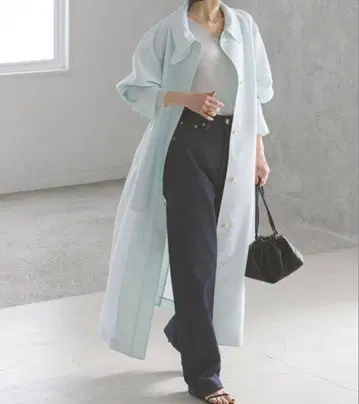 미개봉 새상품 노블 롱 코트 허리 리본 스탠드 카라 38