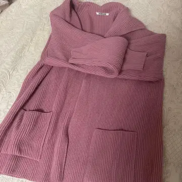 AURALEE 리브 니트 긴팔 핑크