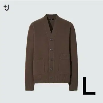 유니클로 +J 프리미엄 라무 V넥 가디건 브라운 L 브라운