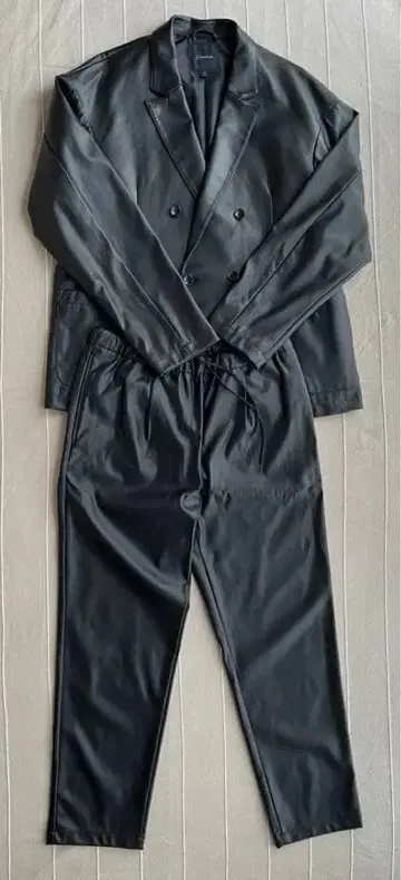 RAGEBLUE 블랙 합성 피혁 셋업