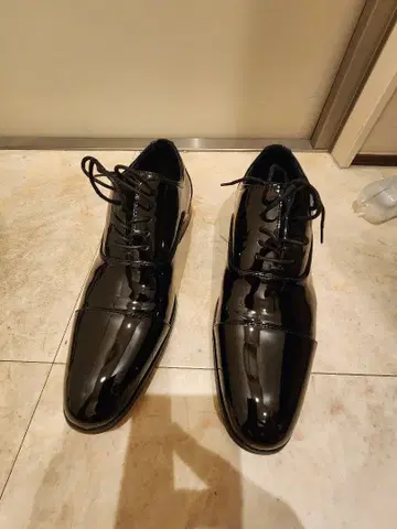 에나멜 신발 블랙 레이스업 드레스 슈즈 26.0cm