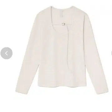 Kijun Belted U-Neck Top Ivory 긴팔 상의