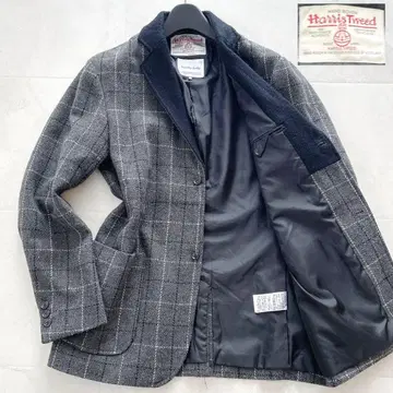 레어 새상품급 해리스 트위드 테일러드 자켓 별주 그레이 체크 L 사이즈