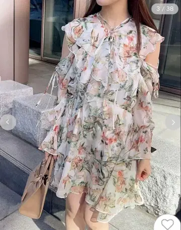 [ SNIDEL ] Sustainable 프린트 프릴 미니 원피스