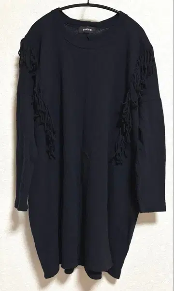 [ zucca ] 프린지 니트 원피스 네이비 무릎 기장 M 튜닉