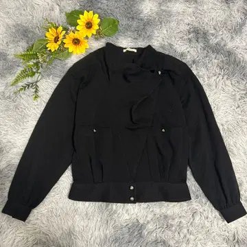 CORDIER 블라우스 긴팔 블랙 울 100% 더블 버튼