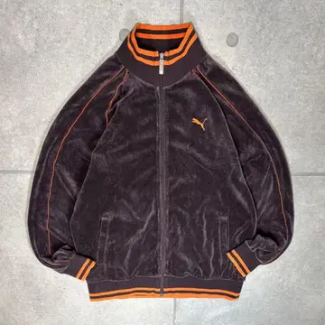 PUMA 트랙 자켓 벨로아 별집 자수 파이핑 리브라인 배색
