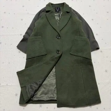 멜란지 체스터 코트 롱 코트 소매 리브 절개 M 사이즈