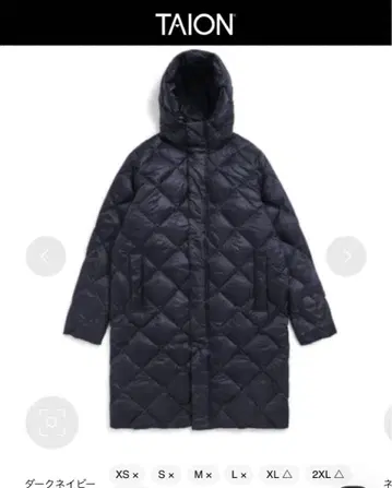 TAION 다운 자켓 M 다크 네이비 롱 다운 코트