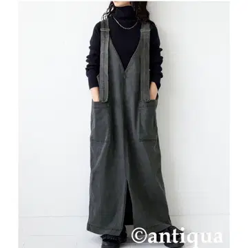 antiqua 블랙 데님 살로펫 스커트 원피스 시마무라