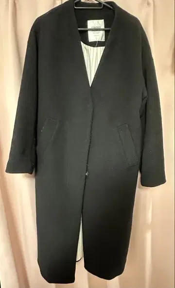 블랙 롱 코트 오픈 프론트