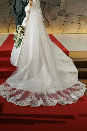 화이트 웨딩 베일 롱 3m