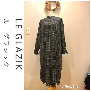 르 그라지크 그레이 계열 체크 롱 셔츠 긴팔