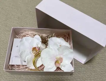 Hanamomo 화이트 핑크 팔레놉시스 머리 장식