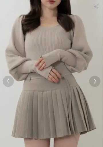 senee 퍼프 슬리브 스퀘어넥 니트