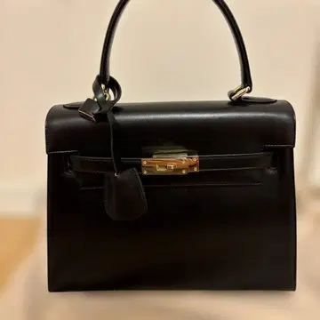 하마노 블랙 핸드백 골드 금장 장식