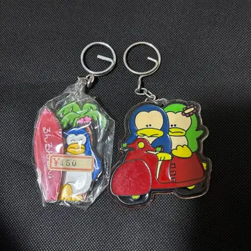 쇼와 레트로 펭귄과 바이크 아크릴 키링 2개 세트