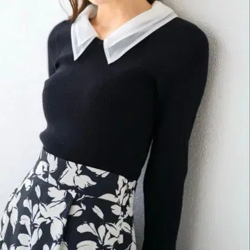 MISCHMASCH 시어 더블 카라 2way 니트 블랙