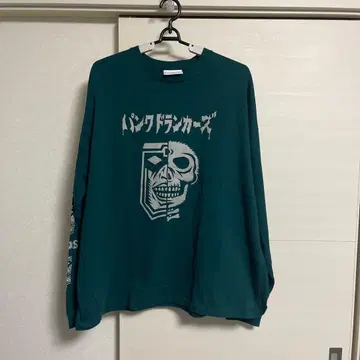 펑크 드렁커스 다크 그린 긴팔 티셔츠 XL 새상품급