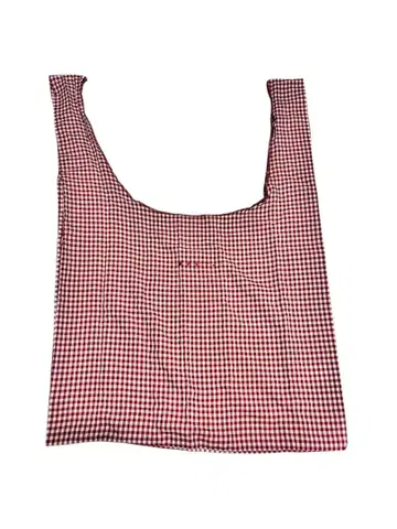 VAKT 빨흰 깅엄 체크 에코백