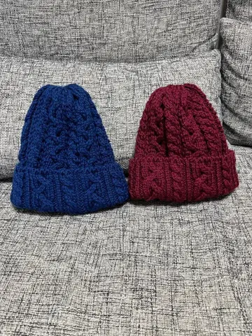 HIGHLAND2000 니트 모자 파랑, 빨간색 세트