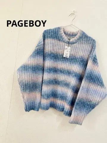 PAGE BOY 니트 보더 스웨터 블루 계열