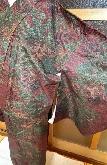 미사용품 순수 실크  기모노 꽃무늬 기모노