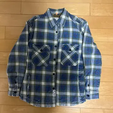 플리스 안감 체크 무늬 긴팔 셔츠