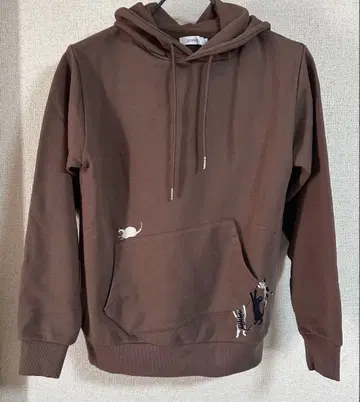 고양이 자수 그라니프 후드티 고양이 디자인 그라니프 사이즈 S 브라운