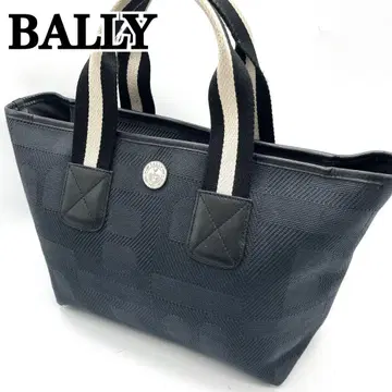 BALLY 자카드 직물 보트형 토트백 모노그램 핸드백 블랙