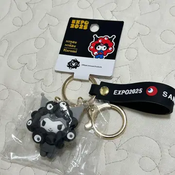 오사카 만박 먁먁 쿠로미 키링 블랙 흑백 산리오